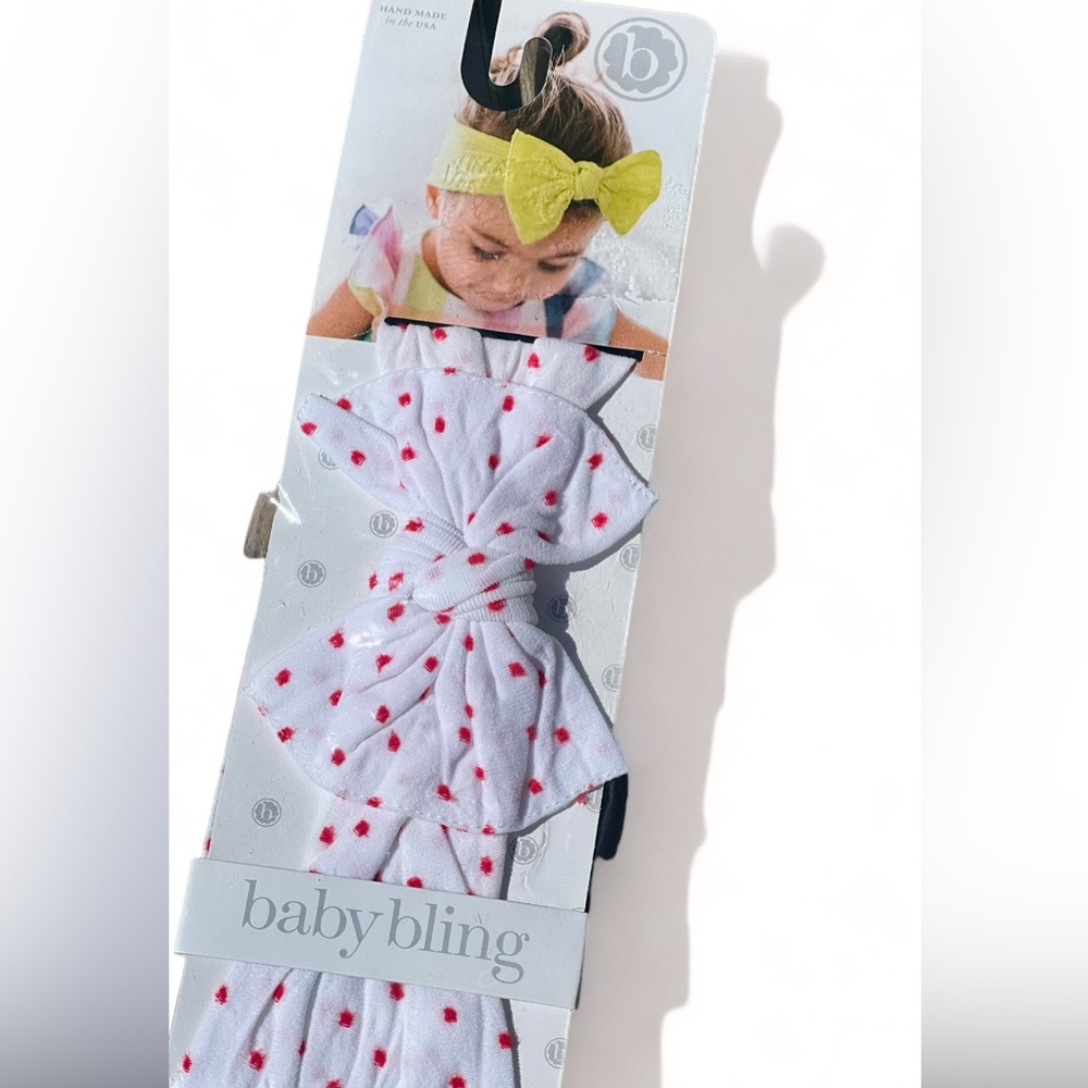 Baby Bling PATTERNED SHABBY KNOT: white / red dot NWT